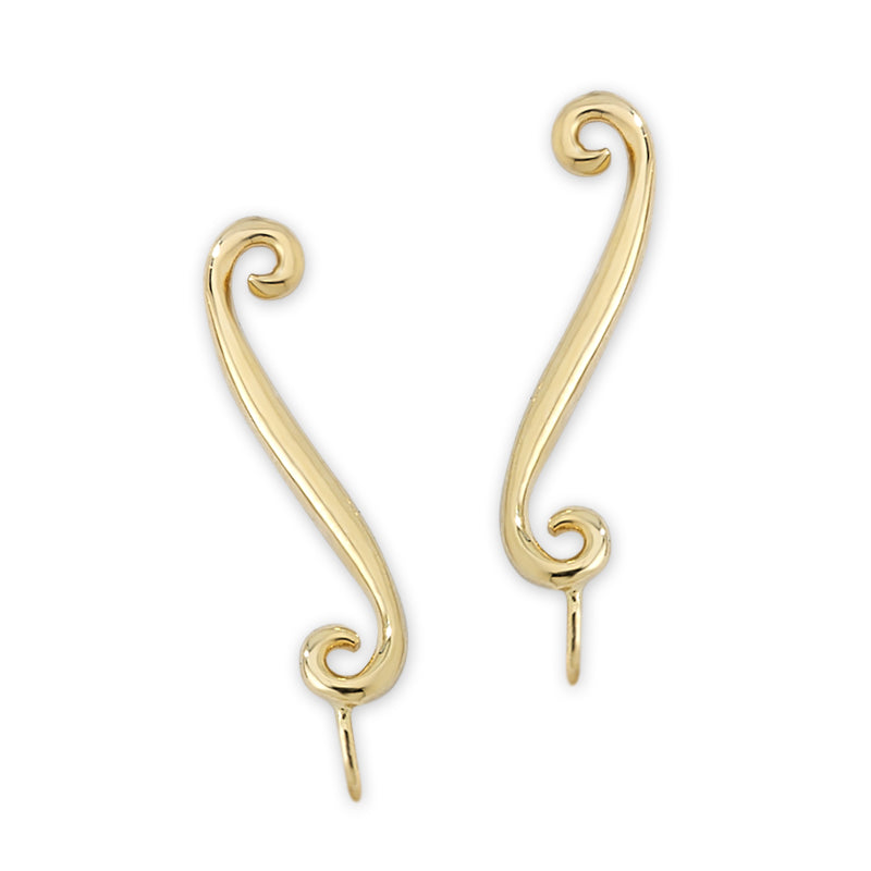 Swirl Gold Ear Pin Earrings