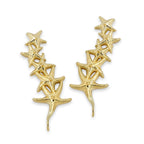 Ear Climbers Starfish Ear Pin Earrings 14k Yellow Gold