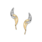 Gold Ear Climber Earrings - Two Tone Yin Yang - Ear Pin - 14k Yellow Gold