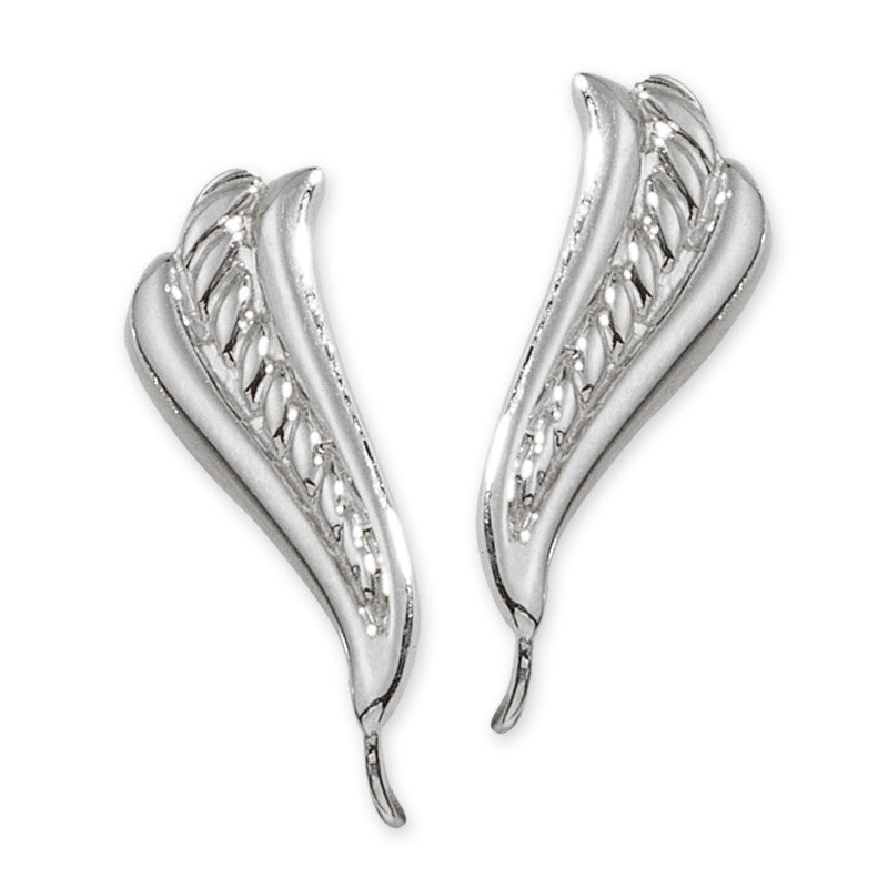 White Gold Rope Center Ear Pin Earrings