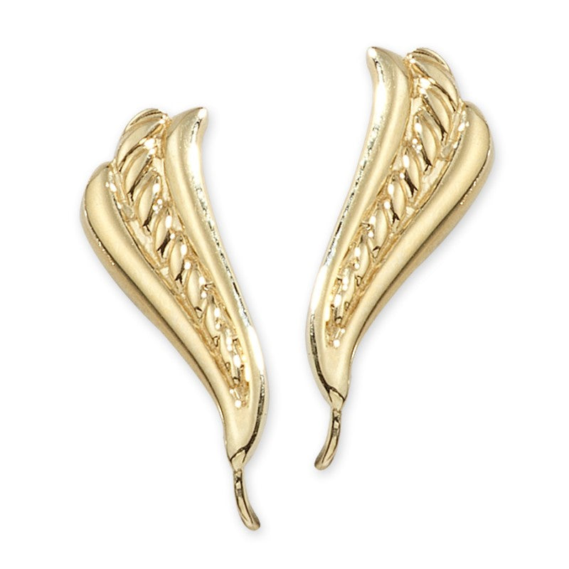 Yellow Gold Rope Center Ear Pin Earrings