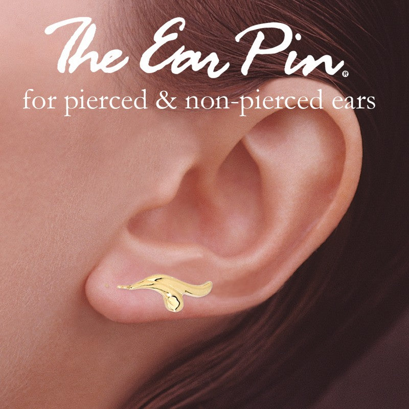 14k Yellow Gold Double Curves Ear Pin Earrings