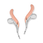 14k Red and White Gold Fleur de Lis Ear Pin Earrings