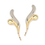 14k Two Tone Gold Double Curves Ear Pin Earrings