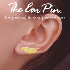 14k Yellow Gold Angel Wing Ear Pin Earrings - Large Size