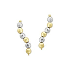 14k Gold Faceted Two Tone Mirror Beads Ear Pin Earrings - Short Version