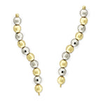 14k Yellow Gold Faceted Two Tone Mirror Beads Ear Pin Earrings