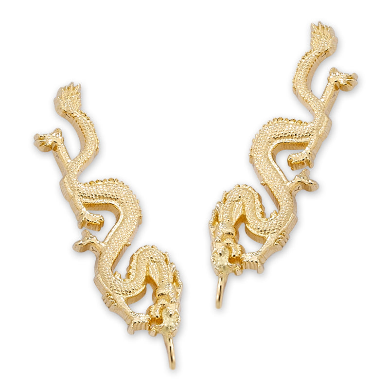 Gold Ear Climber Earrings - Noble Dragon - Ear Pin - 14k Yellow Gold