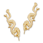 White Gold Ear Climber Earrings - Noble Dragon - Ear Pin - 14k White Gold