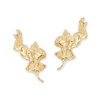 Cupid's Arrow Floating Ear Pin Earrings in 14k Yellow Gold