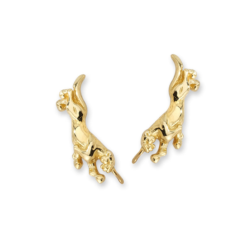 Panther Ear Pin Earrings in 14k Yellow Gold