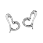 Ear Climbers Floating  Heart Ear Pin Earrings 14k White Gold