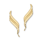 Double Beaded Center Polished Swirls Ear Pin Earrings in 14k Yellow Gold