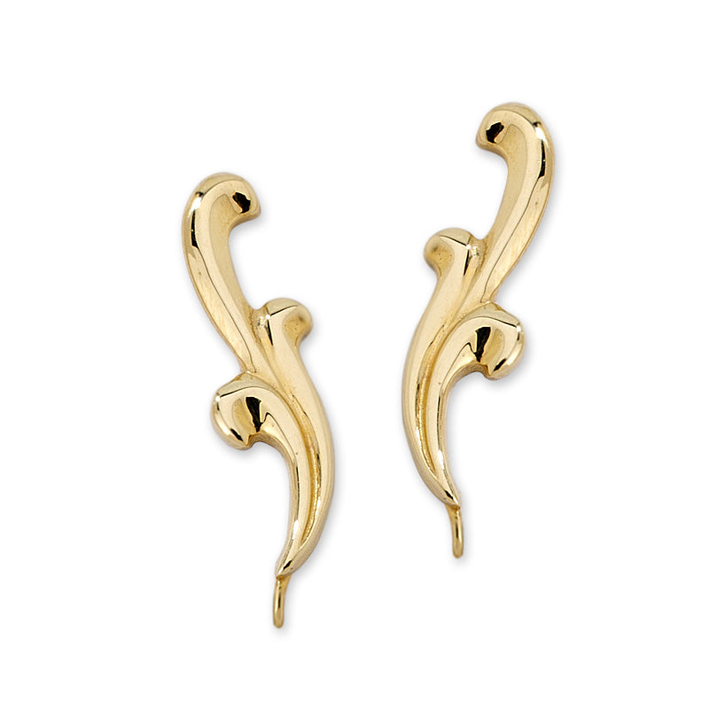 Polished Swirls Ear Pin Polished Earrings in 14k Yellow Gold