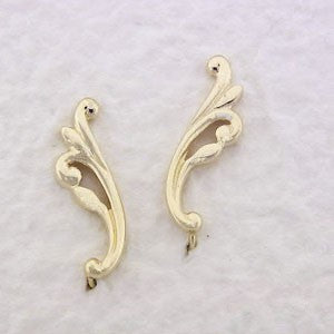 14k Yellow Gold Fleur-de-Lis Ear Pin Earrings