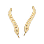 Gold Ear Climber Earrings - Detailed Leaf - Ear Pin - 14k Yellow Gold