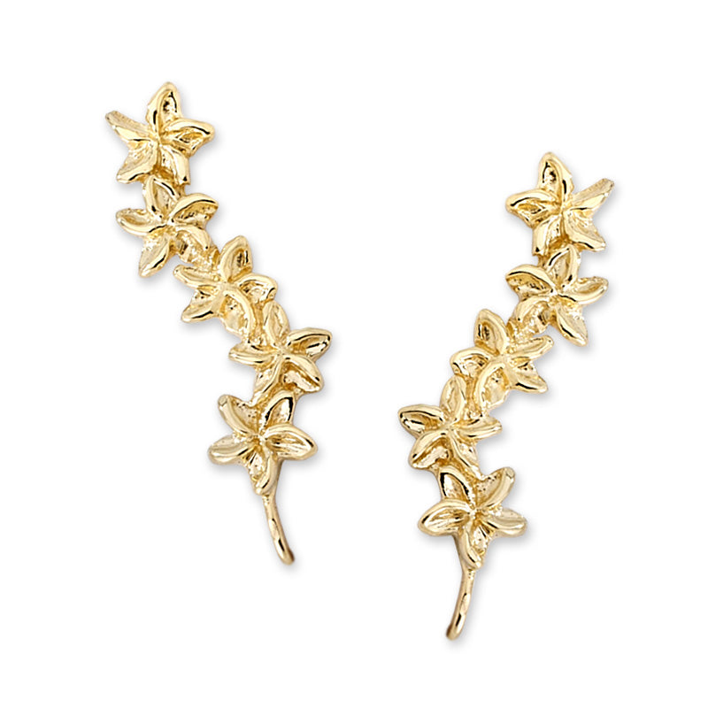 Multitude of Flowers Ear Pin Earrings in 14k Yellow Gold