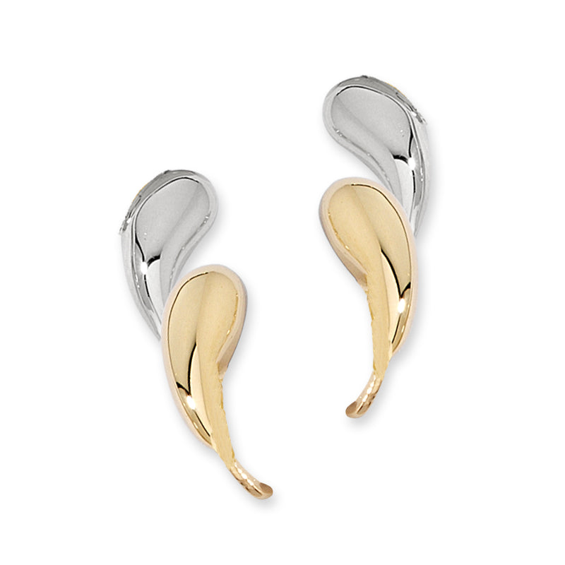 14k Two Tone Kissing Dew Drop Ear Pin Earrings