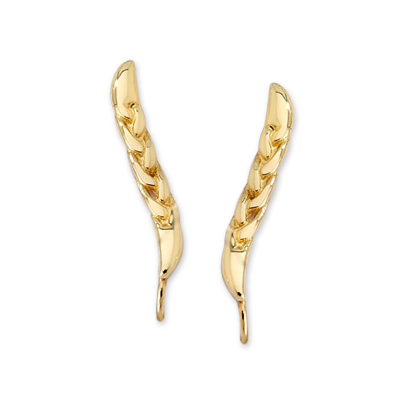 Polished Braided Ear Pin Earrings in 14k Yellow Gold