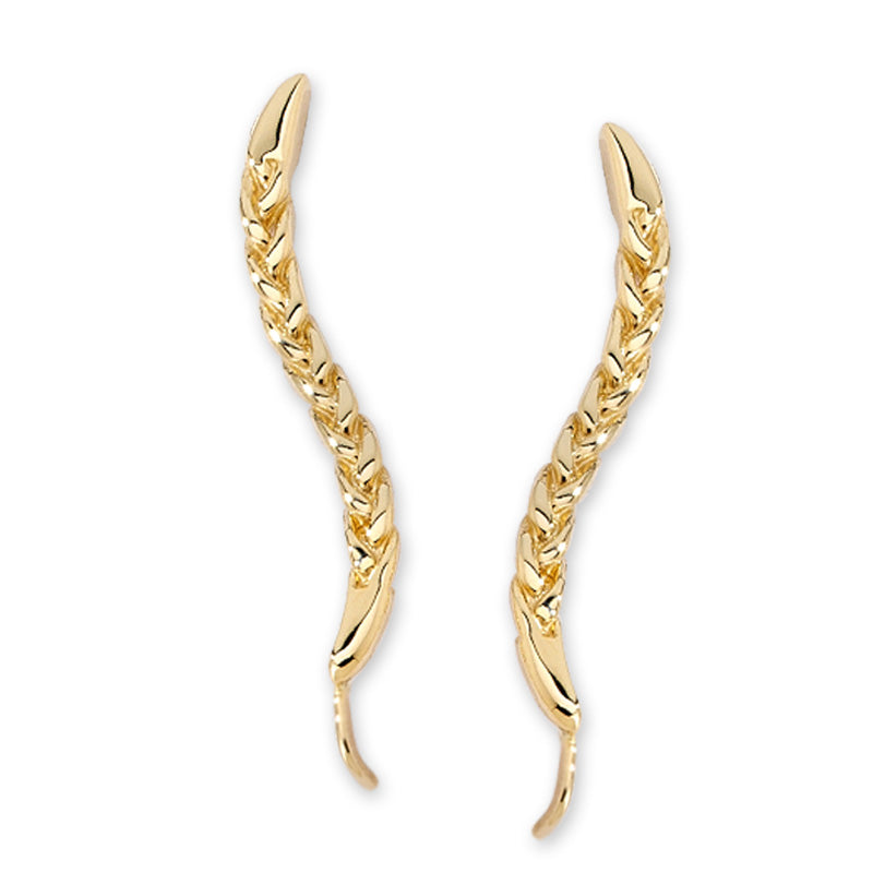 Polished Braided Ear Pin Earrings in 14k Yellow Gold