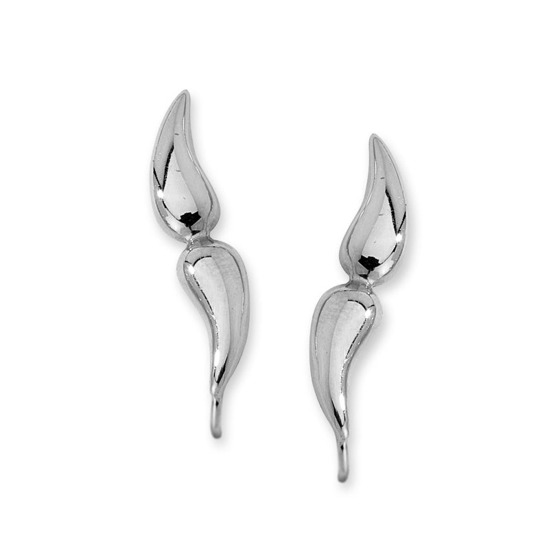 Double Polished Teardrops Ear Pin Earrings in 14k White Gold