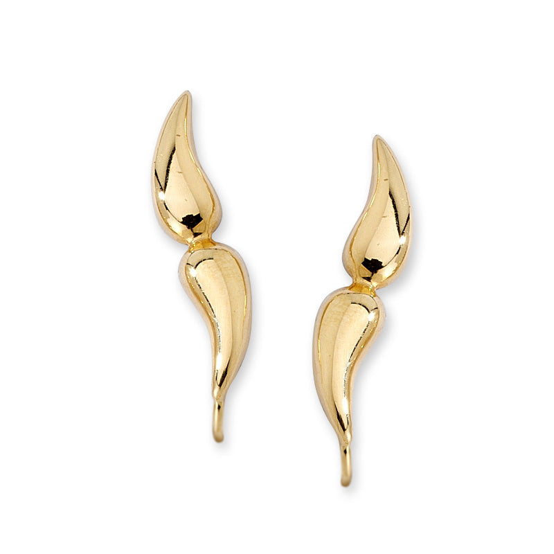 Double Polished Teardrops Ear Pin Earrings in 14k Yellow Gold