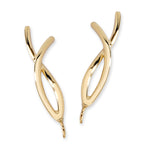 Polished Gold Crossover Ear Pin Earrings