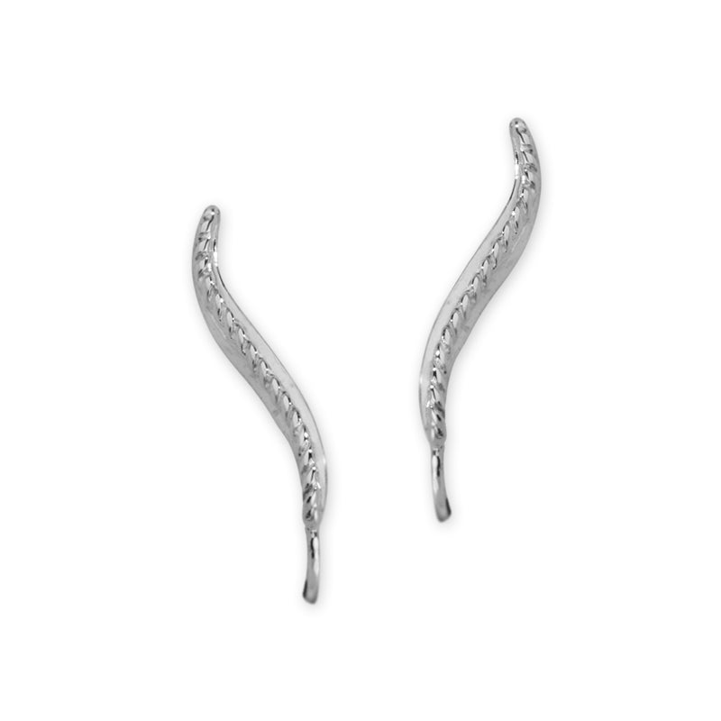 Twisted Rope Ear Pin Earrings in White Gold
