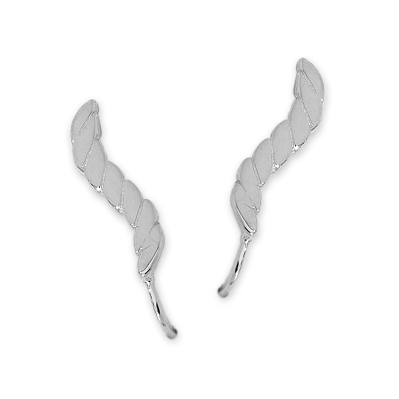 White Gold Rope Ear Pin Earrings