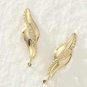 14k Yellow Gold Dotted Center Ear Pin Earrings