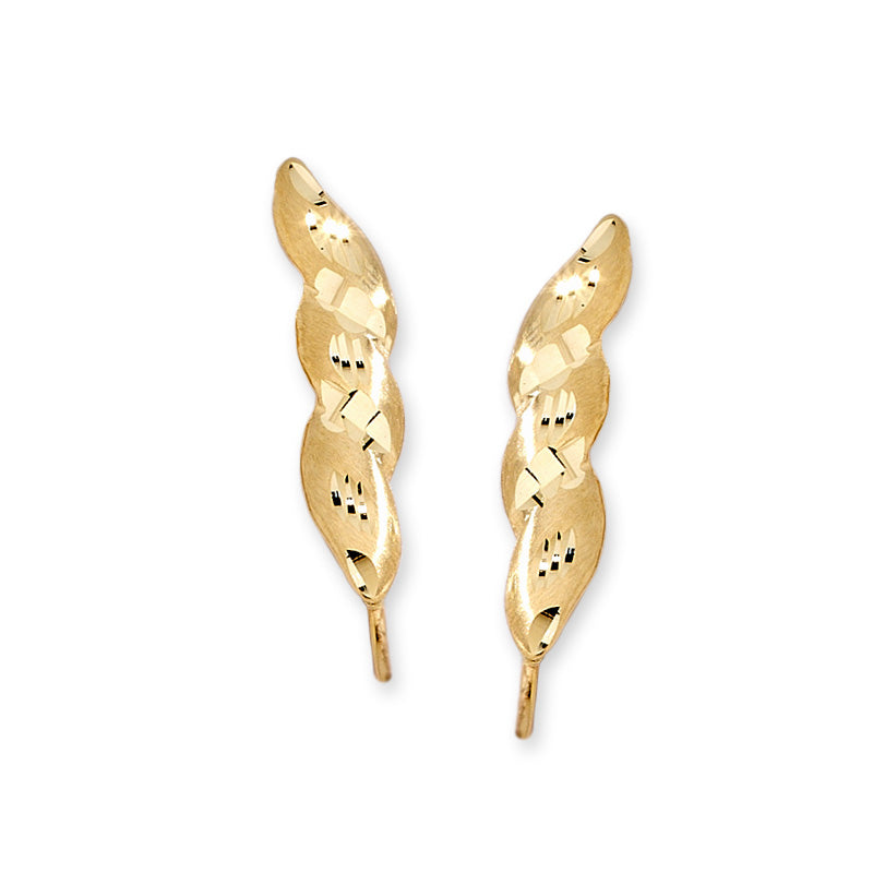 Triple Curve Diamond Cut Ear Pin Earrings in 14k Yellow Gold
