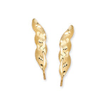 Triple Curve Diamond Cut Ear Pin Earrings in 14k Yellow Gold