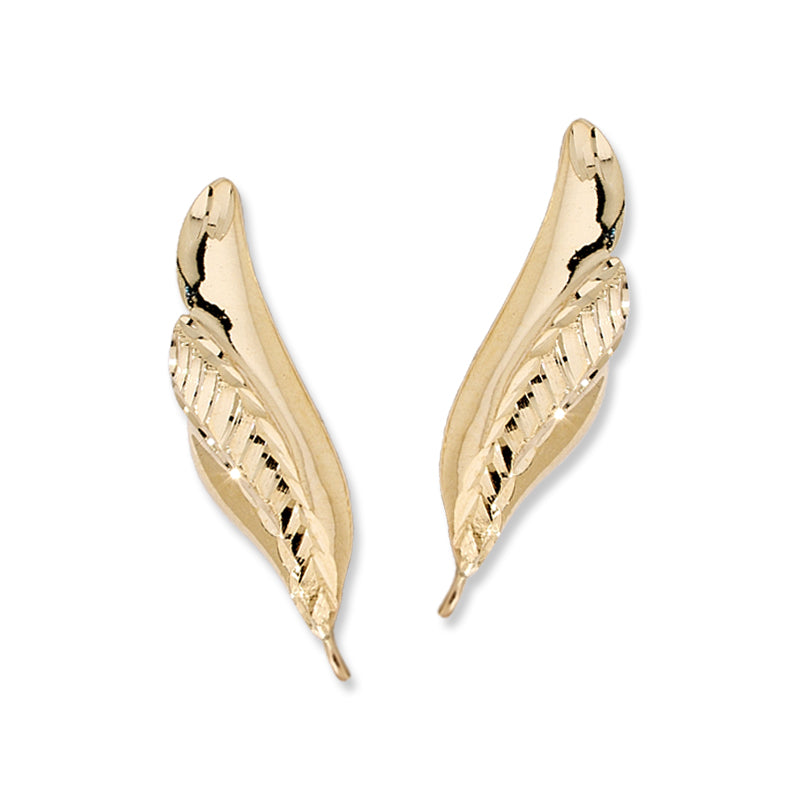 Diamond Ear Climber Earrings - Bold and Wide Diamond Cut - Ear Pin - 14k Yellow Gold