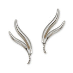 Double Branch White Gold Ear Pin Earrings