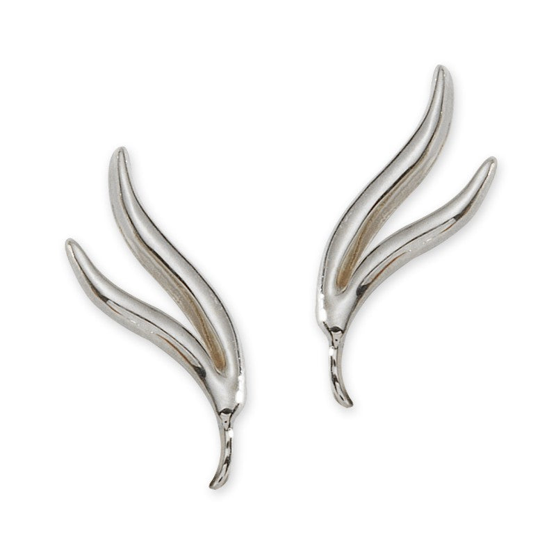 Double Branch White Gold Ear Pin Earrings