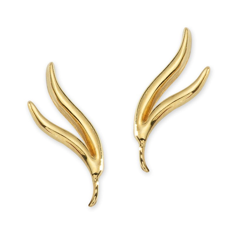 Double Branch Gold Ear Pin Earrings