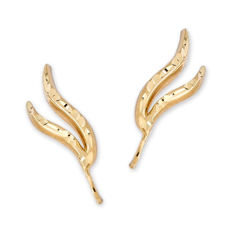 Diamond Cut Gold Ear Pin Earrings
