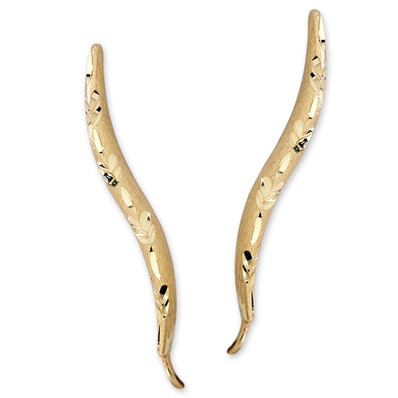 Diamond Cut Ear Pin Earrings in Gold
