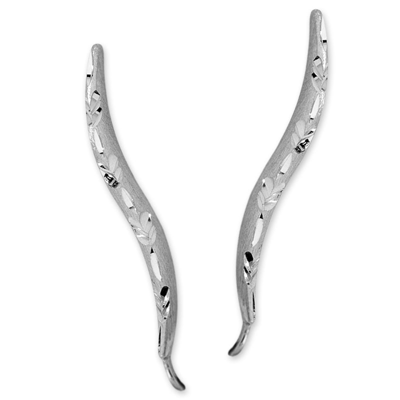 14k White Gold Diamond Cut Ear PIn Earring