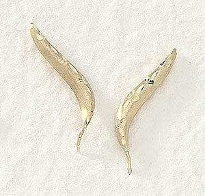 Diamond Ear Climber Earrings - Cut Short Version - Ear Pin - 14k Yellow Gold