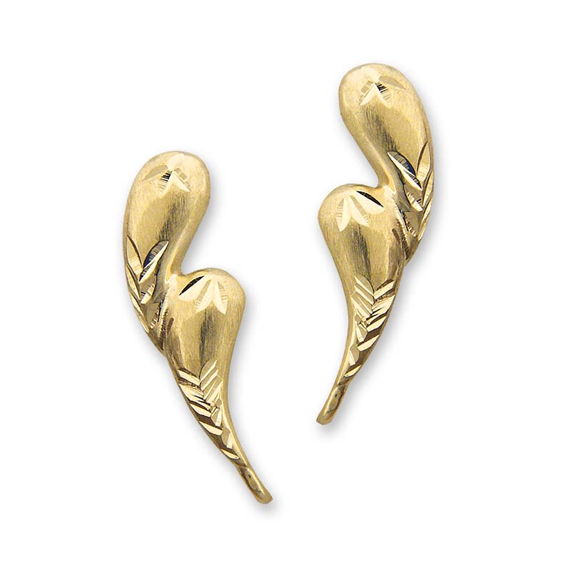 14k Gold Diamond Cut Ear Pin Earrings