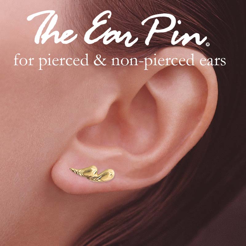 14k Gold Diamond Cut Ear Pin Earrings