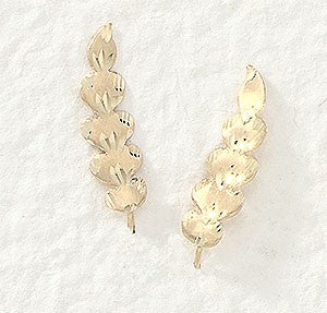 14k Yellow Gold Diamond Cut Frosted Ear Pin Earrings
