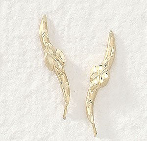 14k Yellow Gold Quad Center Diamond Cut Ear Pin Earrings