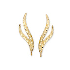 Argyle Pattern Diamond Cut Double Branch Ear Pin Earrings in 14k Yellow Gold