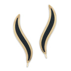 Onxy Ear Climber Earrings Ear Pin Black Onyx Inlaid 14kt Yellow Gold