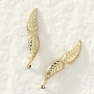 14k Yellow Gold Kissing Teardrops Ear Pin Earrings