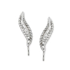 14k White Gold Diamond Cut Twisted Border Ear Pin Earrings