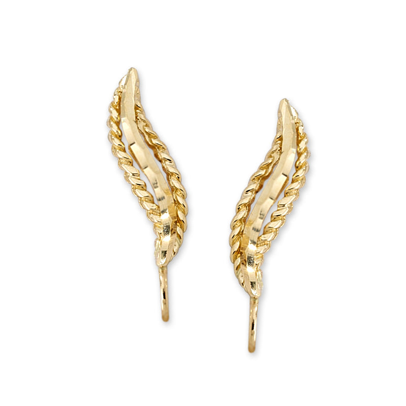 Diamond Cut Center Rope Ear Pin Earrings in 14k Yellow Gold