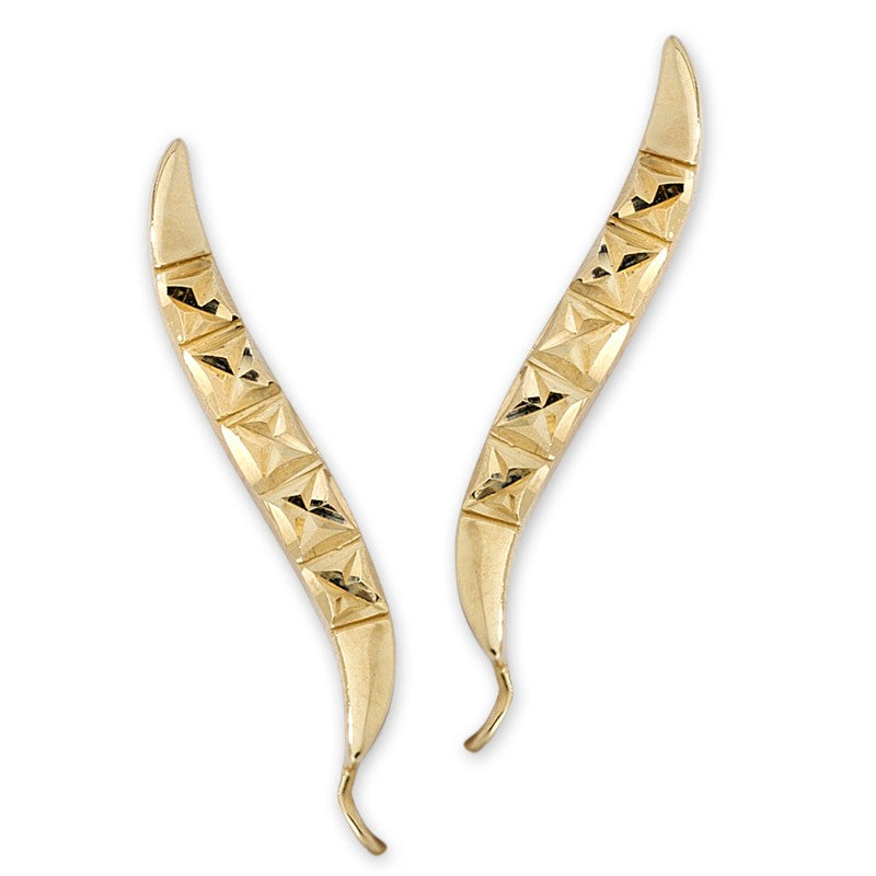 Diamond Cut Gold Ear Pin Earrings